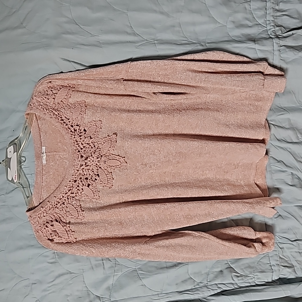 Sparkle knit sweatshirt with crochet detail